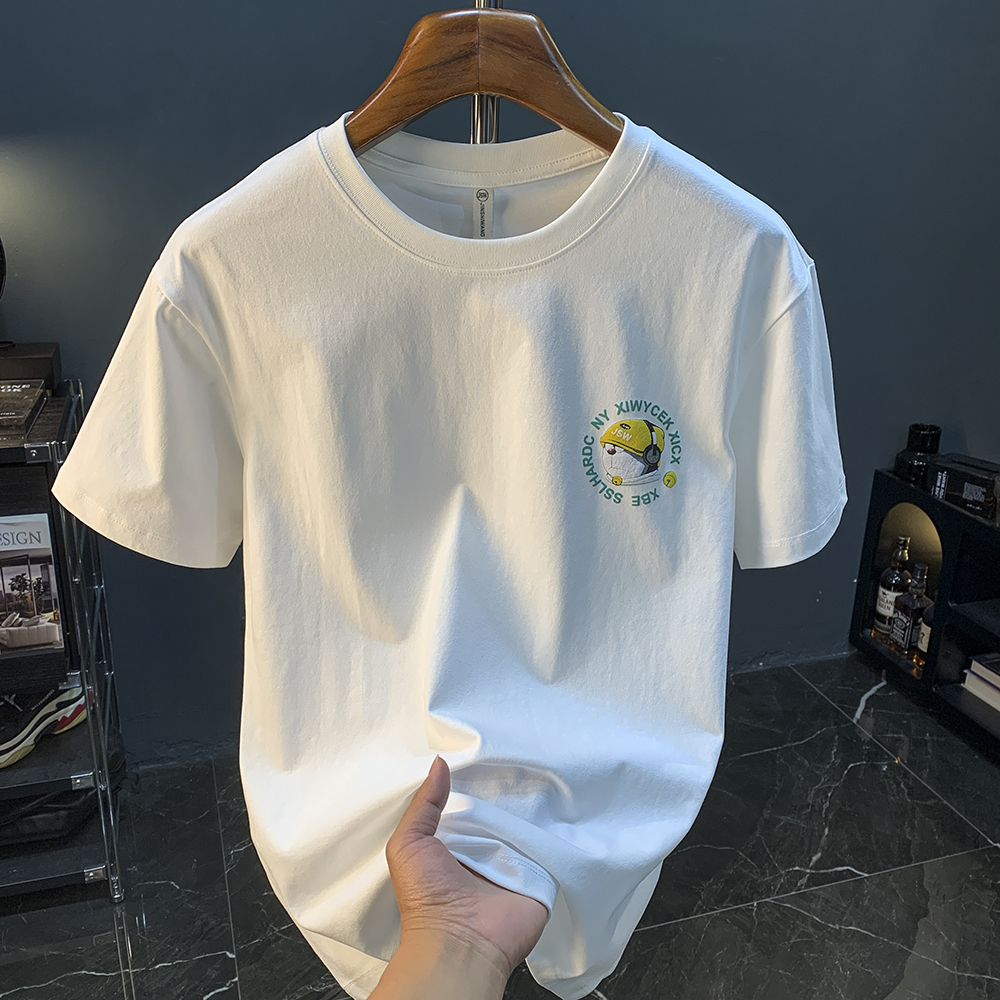 GorgeousBen Dingdang Cat Printed Short Sleeve T-shirt for Men in Summer 2025, Thin, Trendy and Comfortable Top, Round Neck Cartoon T-shirt for Men.