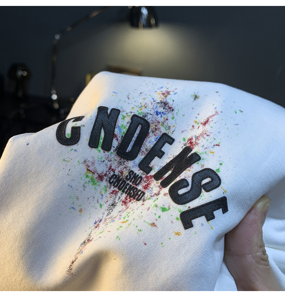 GorgeousBen Summer new graffiti painted loose short sleeved T-shirt for men 2025 thin casual printed half sleeved T-shirt.