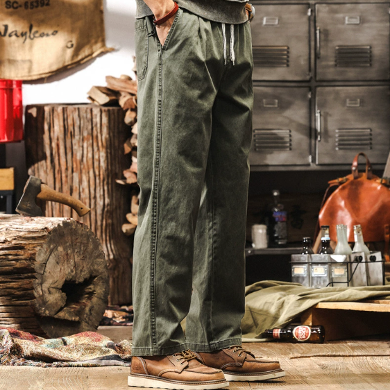 GorgeousBen  Amikaji retro trendy work pants for men, three-dimensional multi pocket loose straight tube.