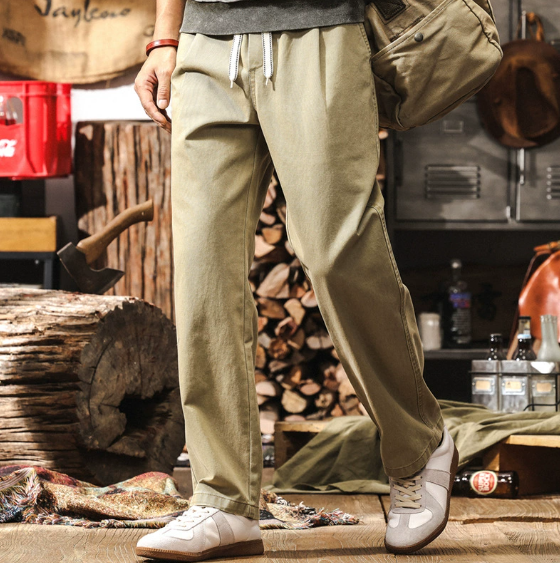 GorgeousBen  Amikaji retro trendy work pants for men, three-dimensional multi pocket loose straight tube.