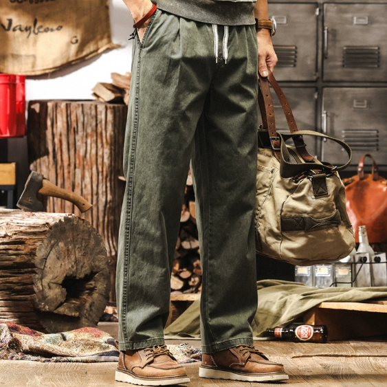 GorgeousBen  Amikaji retro trendy work pants for men, three-dimensional multi pocket loose straight tube.