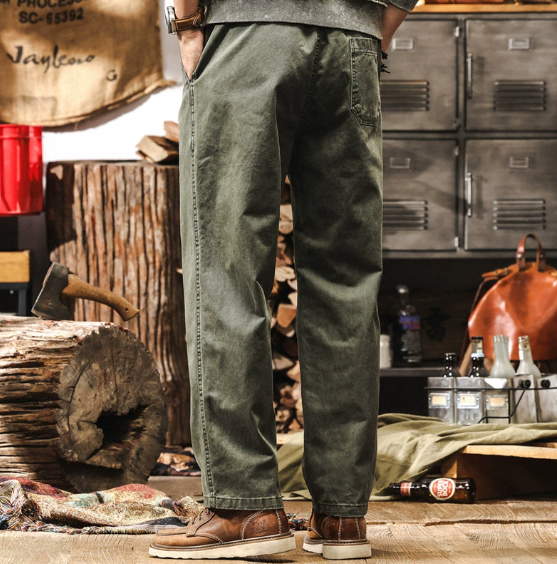 GorgeousBen  Amikaji retro trendy work pants for men, three-dimensional multi pocket loose straight tube.