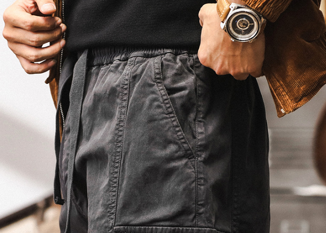 GorgeousBen American retro heavyweight workwear pants for men's autumn outdoor functional multi pocket paratrooper pants, loose casual ankle pants.