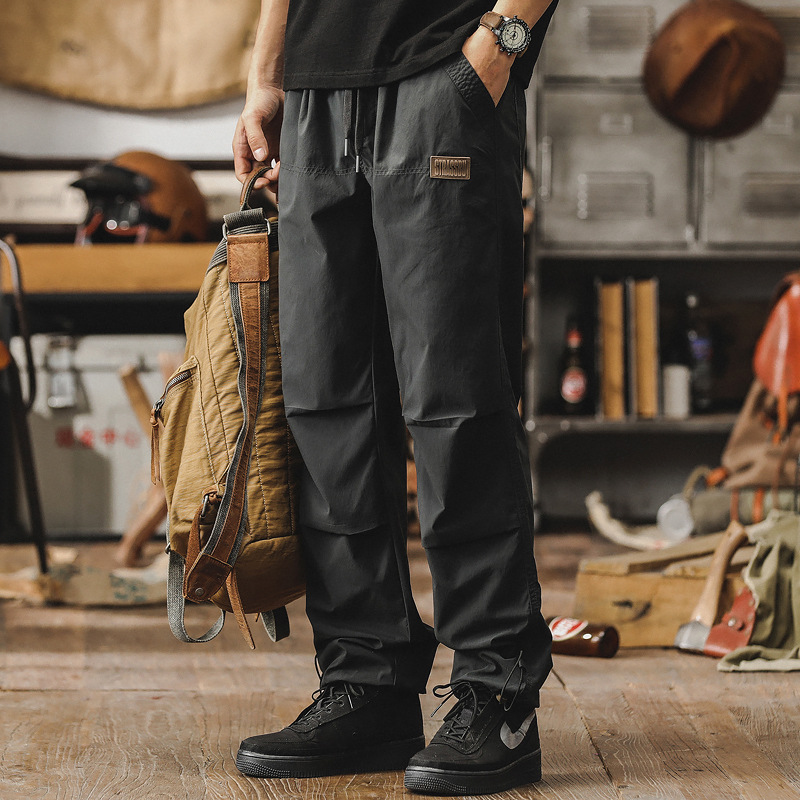 GorgeousBen Spring and Autumn New Casual Pants Men's Trendy Brand Rascal Handsome Loose Straight Tube Men's Work Pants Thin Parachute Charge Pants Men.