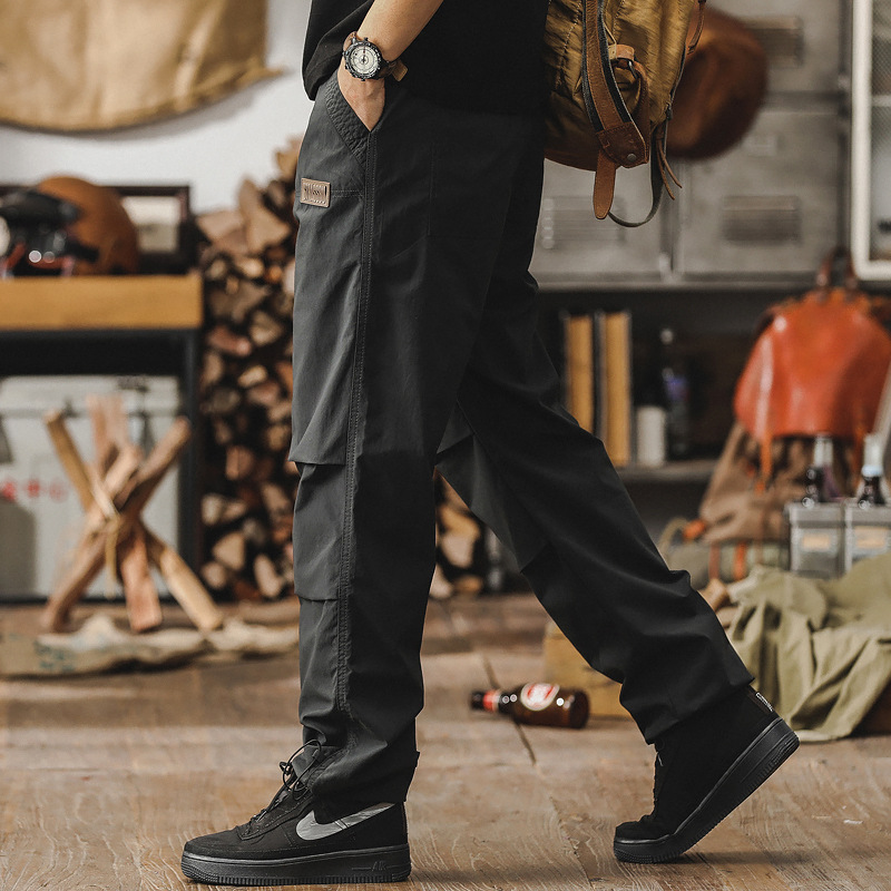 GorgeousBen Spring and Autumn New Casual Pants Men's Trendy Brand Rascal Handsome Loose Straight Tube Men's Work Pants Thin Parachute Charge Pants Men.
