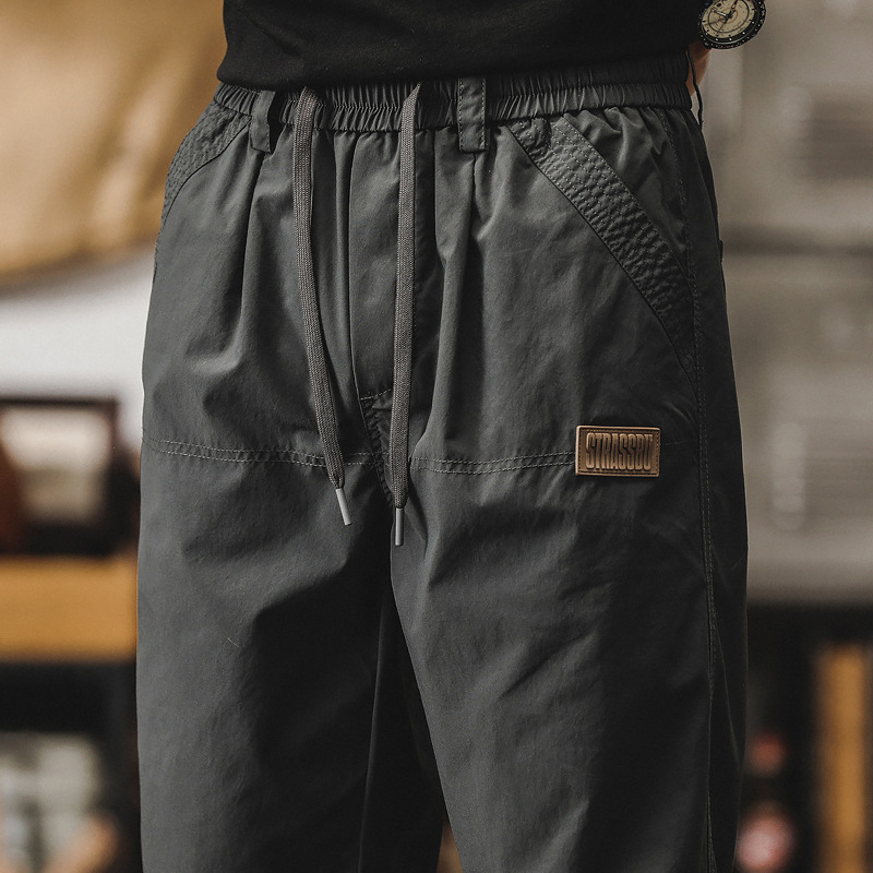 GorgeousBen Spring and Autumn New Casual Pants Men's Trendy Brand Rascal Handsome Loose Straight Tube Men's Work Pants Thin Parachute Charge Pants Men.
