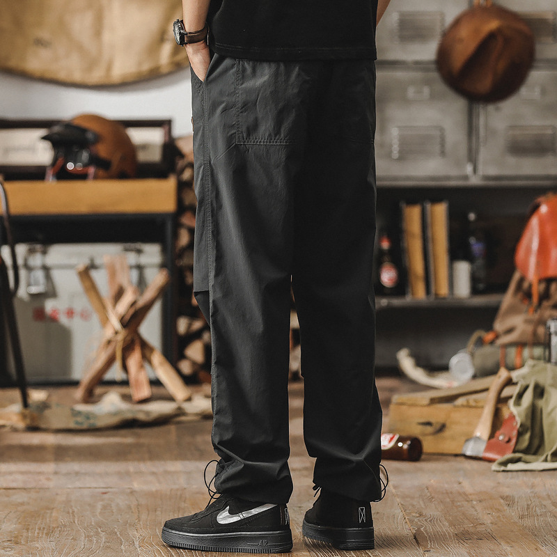 GorgeousBen Spring and Autumn New Casual Pants Men's Trendy Brand Rascal Handsome Loose Straight Tube Men's Work Pants Thin Parachute Charge Pants Men.