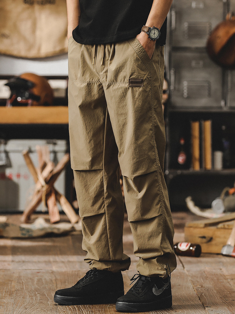 GorgeousBen Spring and Autumn New Casual Pants Men's Trendy Brand Rascal Handsome Loose Straight Tube Men's Work Pants Thin Parachute Charge Pants Men.