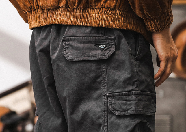 GorgeousBen American retro heavyweight workwear pants for men's autumn outdoor functional multi pocket paratrooper pants, loose casual ankle pants.