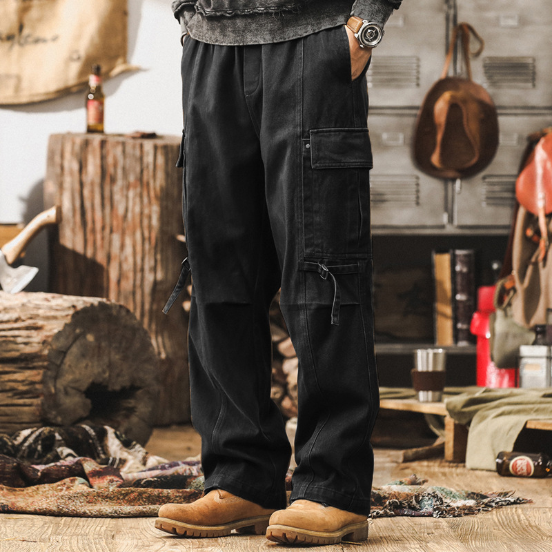 GorgeousBen  American retro khaki workwear pants for men, spring fashion brand loose straight leg pants for men, 2025 new casual pants.