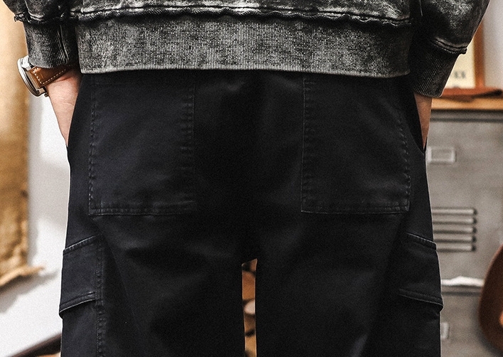 GorgeousBen American retro outdoor work pants men's autumn trendy brand multi pocket loose ankle casual pants men's black pants.