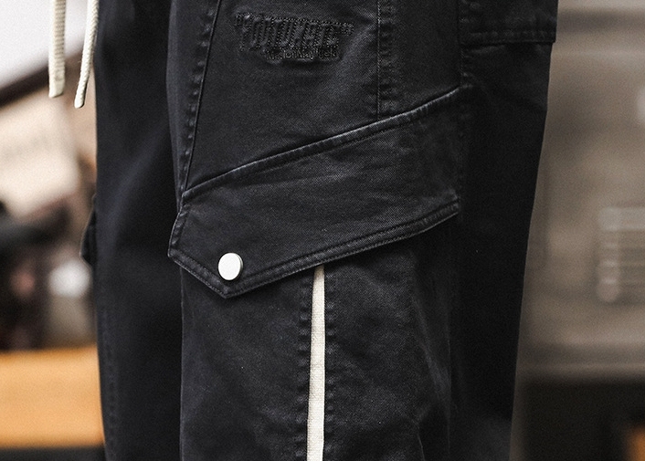 GorgeousBen American retro outdoor work pants men's autumn trendy brand multi pocket loose ankle casual pants men's black pants.