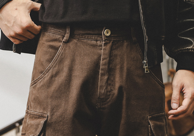 GorgeousBen American retro work pants men's autumn trendy brand multi pocket loose oversized embroidered pants men's style.
