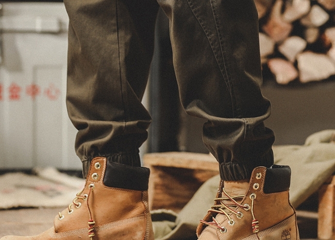 American retro work pants men's autumn straight tube loose fit military green trendy brand ankle tied casual long pants men