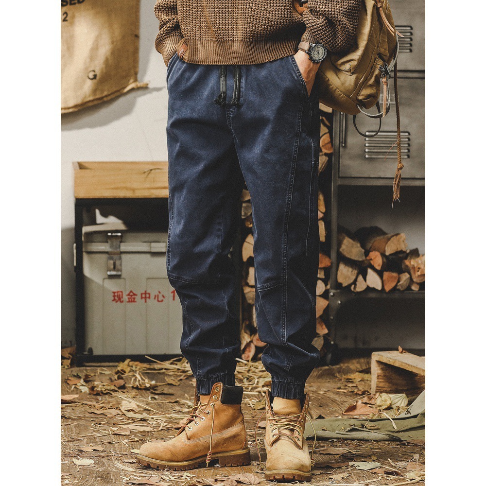 GorgeousBen American heavy-duty retro workwear pants for men, autumn loose straight leg 2024 men's casual pants, leg tied pants.
