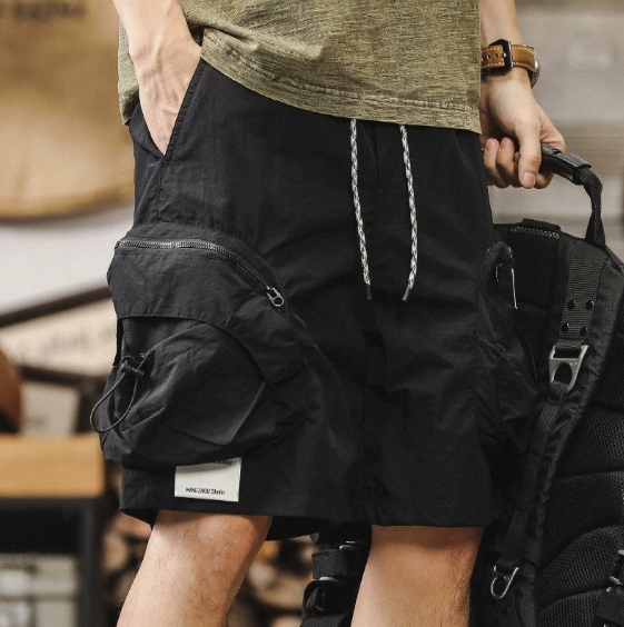 GorgeousBen American style cool waterproof work pants for men, summer loose oversized casual pants for men, outdoor functional quick drying five quarter pants