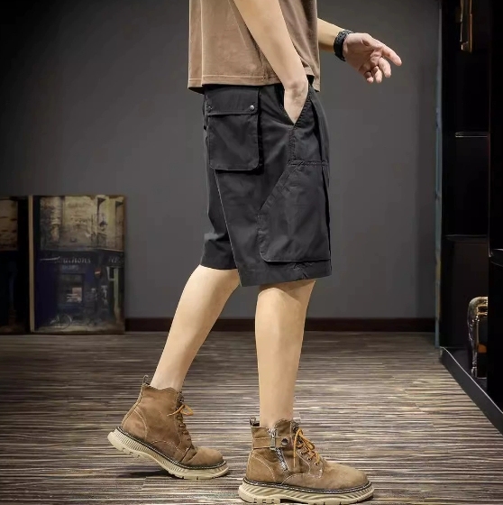 GorgeousBen American fashion retro workwear shorts for men's summer new style outdoor functional five quarter pants for men's sports and leisure mid length pants.