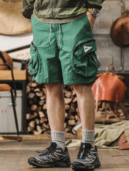 GorgeousBen American style cool waterproof work pants for men, summer loose oversized casual pants for men, outdoor functional quick drying five quarter pants