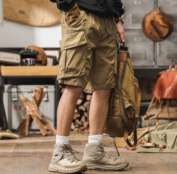 GorgeousBen American heavyweight retro workwear shorts for men in summer 2024, new loose oversized casual five inch mid length pants for men's fashion.