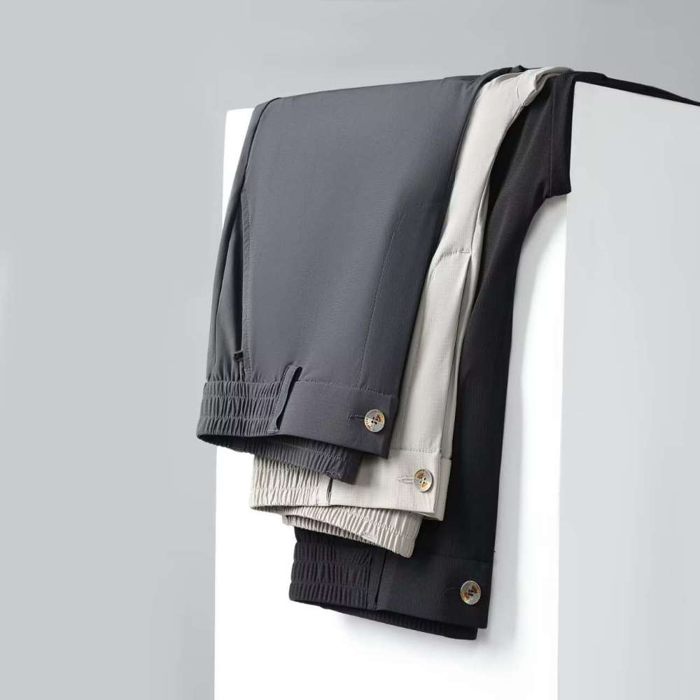 Men's High end men's thin 2025 ice silk pants, business casual trousers.