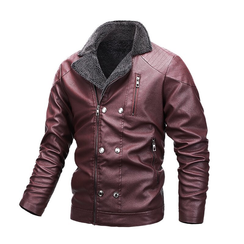 GorgeousBen 2025 Men's warm and plush leather jacket