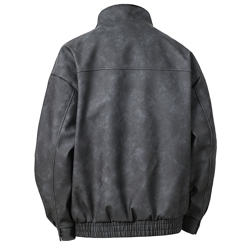 GorgeousBen Men's Fashion Stand up Collar Leather Jacket