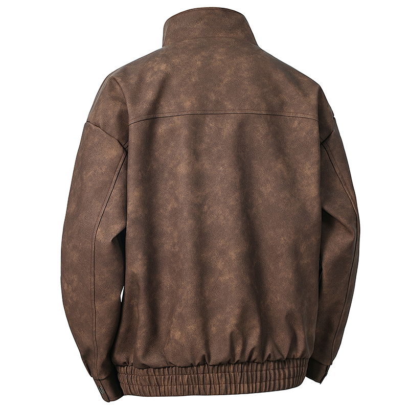 GorgeousBen Men's Fashion Stand up Collar Leather Jacket