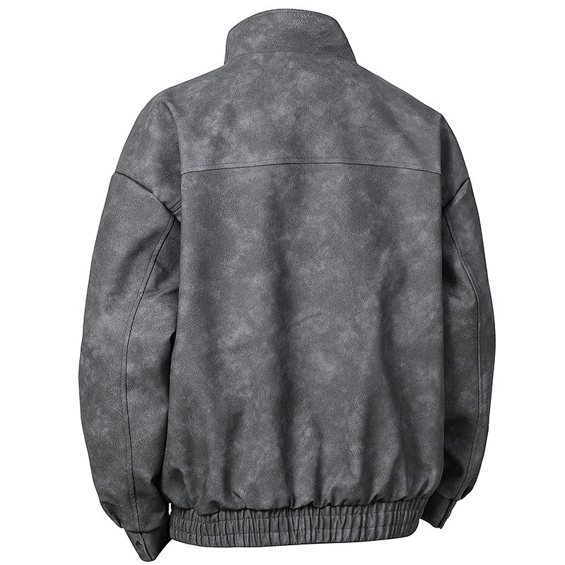 GorgeousBen Men's Fashion Stand up Collar Leather Jacket