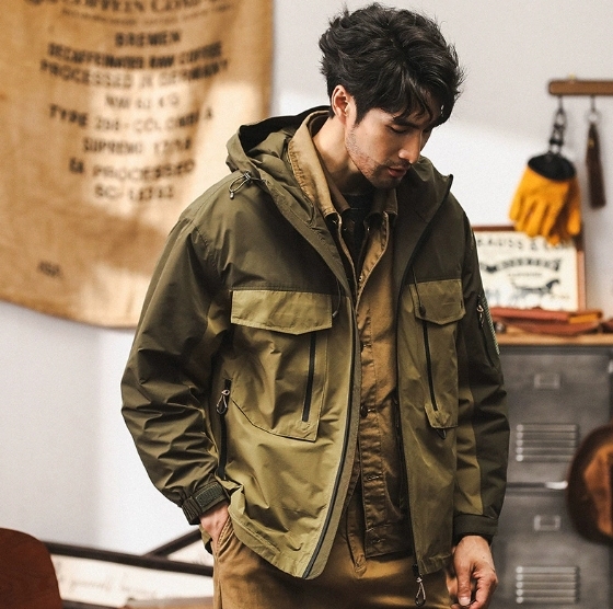 GorgeousBen American retro assault jacket men's autumn loose trendy brand outdoor hunting suit tactical functional hooded workwear jacket.