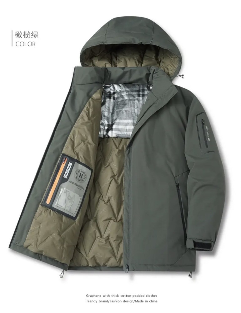 GorgeousBen Winter cotton jacket men's plus size loose cotton jacket trendy hooded sports bread jacket casual warm jacket.
