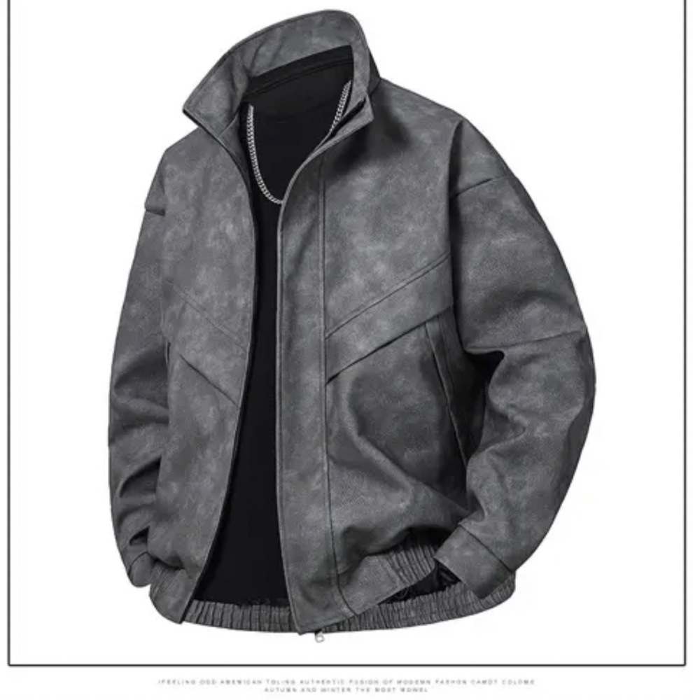 GorgeousBen Loose stand up collar trendy tie dye windproof men's jacket, European and American minimalist men's fashion.