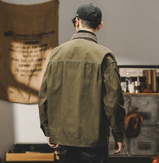 GorgeousBen American heavy-duty retro pearl canvas workwear jacket for men in spring and autumn, trendy brand loose outdoor Detroit hunting jacket
