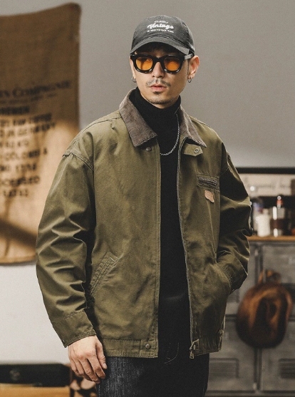 GorgeousBen American heavy-duty retro pearl canvas workwear jacket for men in spring and autumn, trendy brand loose outdoor Detroit hunting jacket