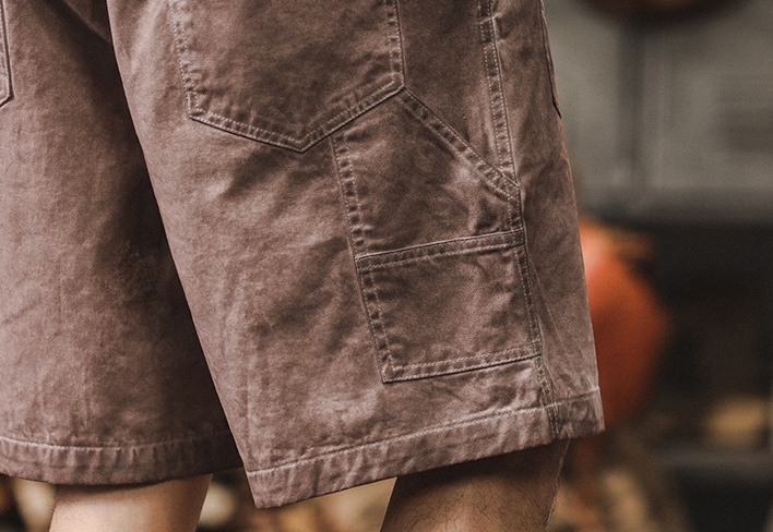 GorgeousBen Jereno American retro workwear shorts men's summer trendy brand loose washed denim five quarter pants men's mid length pants.