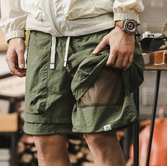 GorgeousBen Outdoor functional waterproof quick drying workwear short pants for men in summer, cool and trendy, two piece mountain style casual cropped pants