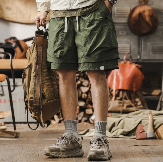 GorgeousBen Outdoor functional waterproof quick drying workwear short pants for men in summer, cool and trendy, two piece mountain style casual cropped pants