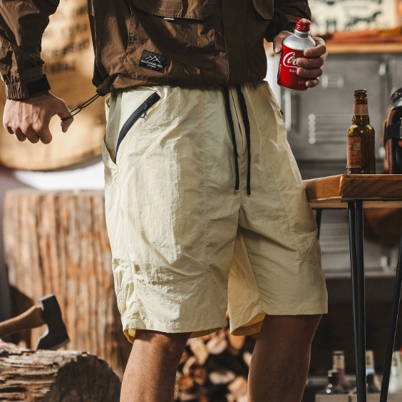 GorgeousBen American retro beige sports shorts men's summer lightweight wrinkle resistant quick drying workwear loose casual five quarter pants