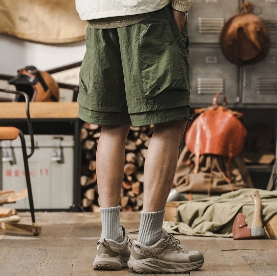 GorgeousBen Outdoor functional waterproof quick drying workwear short pants for men in summer, cool and trendy, two piece mountain style casual cropped pants