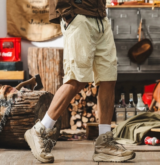GorgeousBen American retro beige sports shorts men's summer lightweight wrinkle resistant quick drying workwear loose casual five quarter pants