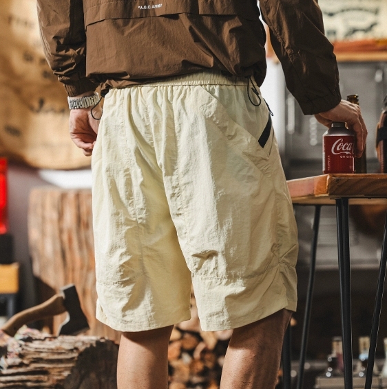 GorgeousBen American retro beige sports shorts men's summer lightweight wrinkle resistant quick drying workwear loose casual five quarter pants