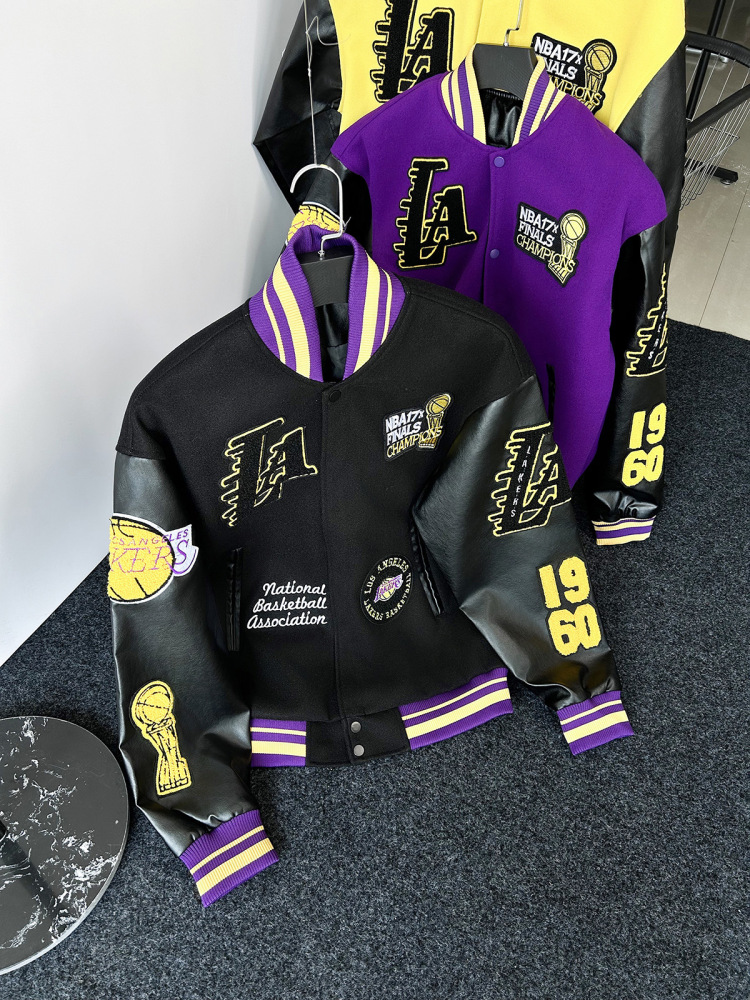 American casual embroidered alien pilot jacket for men, European and American street style with stand-up collar baseball uniform for couples