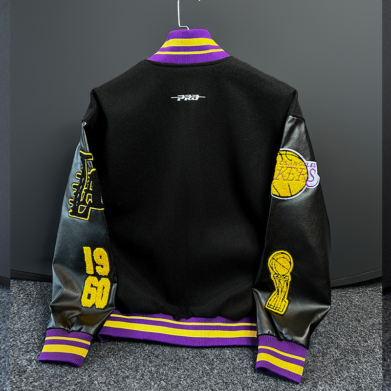 American casual embroidered alien pilot jacket for men, European and American street style with stand-up collar baseball uniform for couples