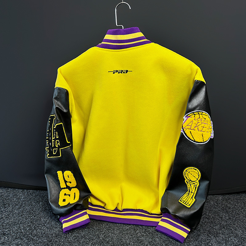 American casual embroidered alien pilot jacket for men, European and American street style with stand-up collar baseball uniform for couples