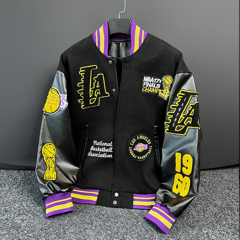 American casual embroidered alien pilot jacket for men, European and American street style with stand-up collar baseball uniform for couples