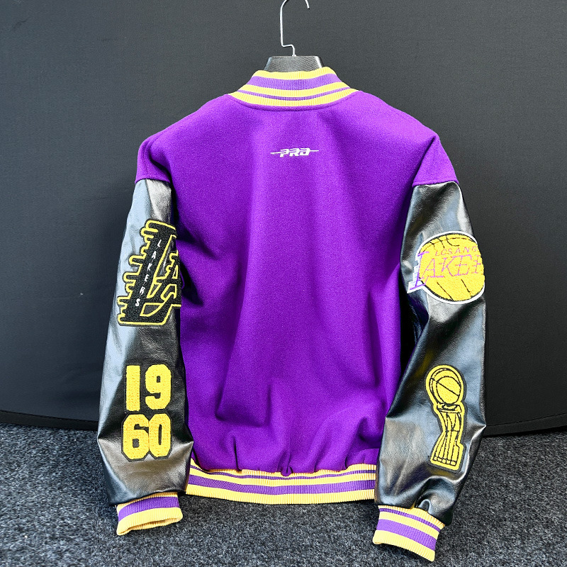American casual embroidered alien pilot jacket for men, European and American street style with stand-up collar baseball uniform for couples