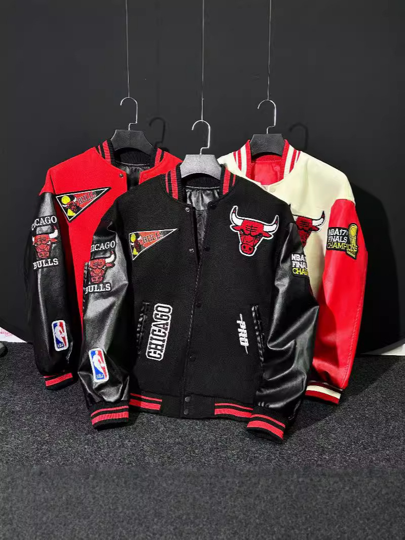 American high street men's fashion woolen baseball jacket, heavy embroidery, loose, retro flight suit coat for spring and autumn.