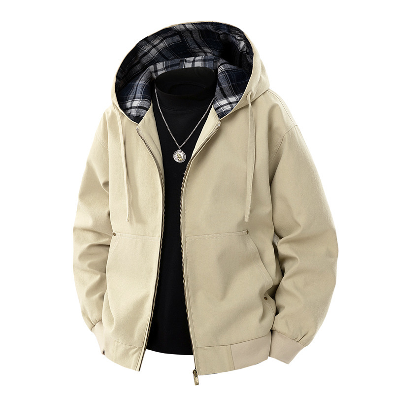 Spring and Autumn Fashion Hooded Jacket Simple Loose Sports Casual