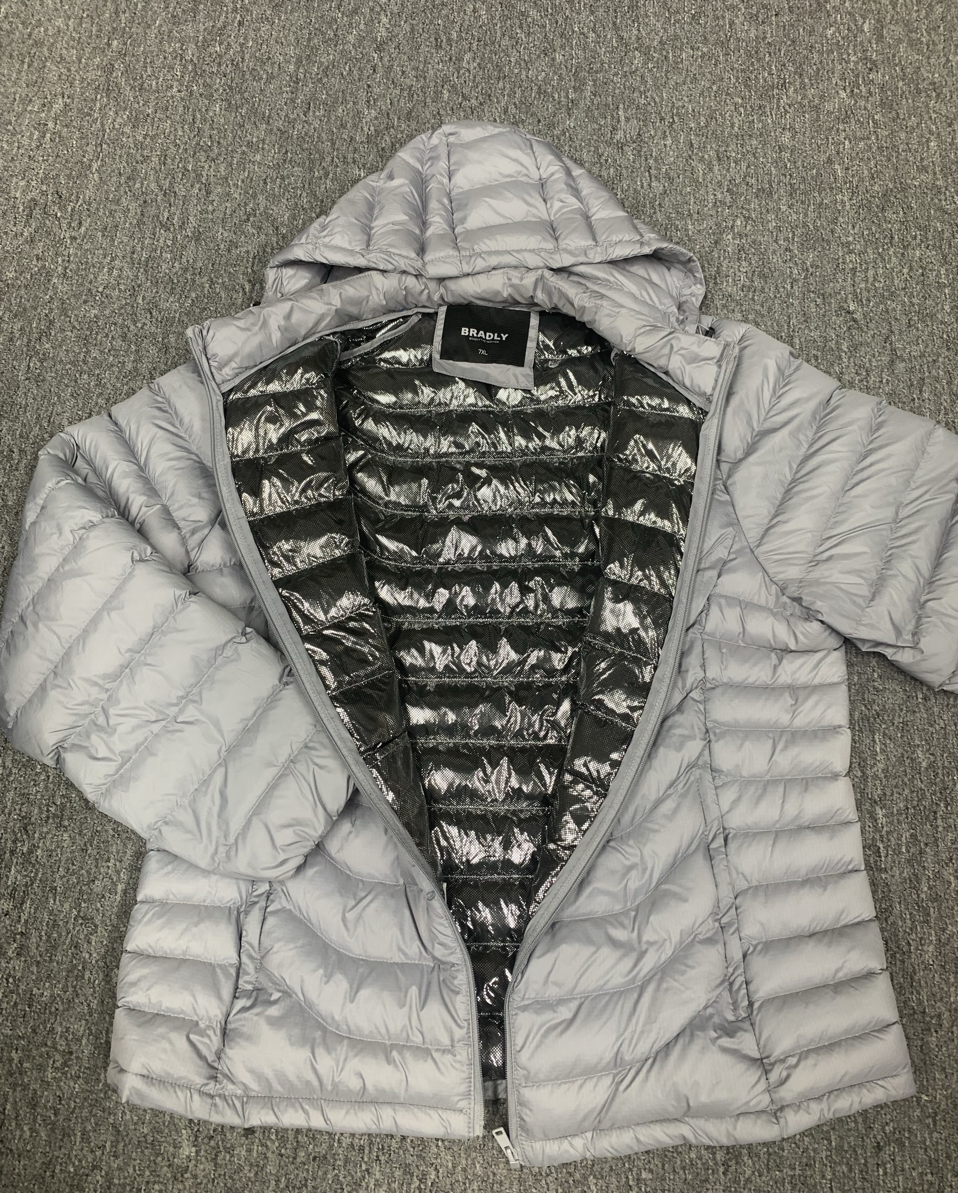 Read to ship- Men's  34/2000  Classic lightweight down jacket with hood for men; cotton coat.
