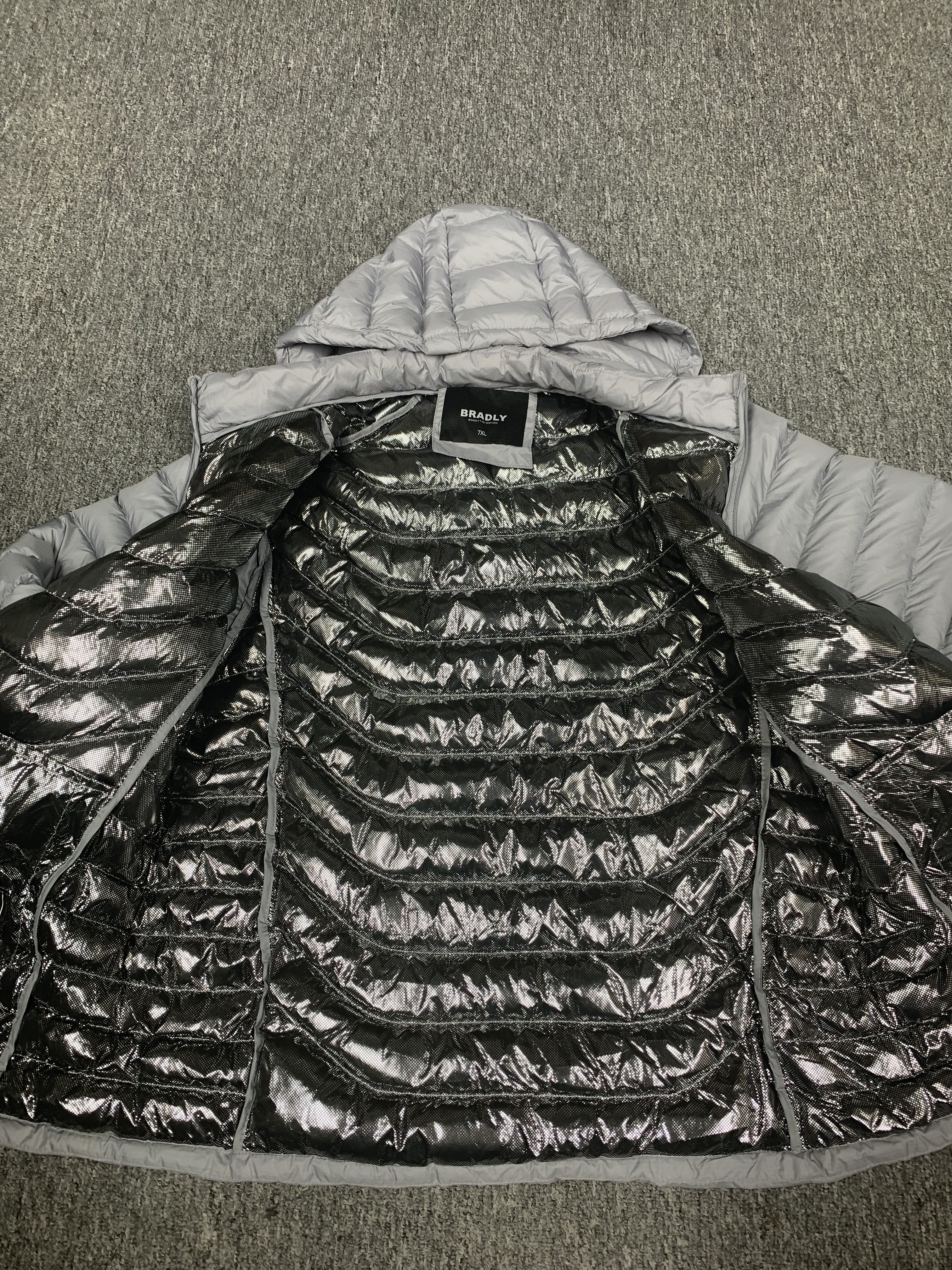 Read to ship- Men's  34/2000  Classic lightweight down jacket with hood for men; cotton coat.