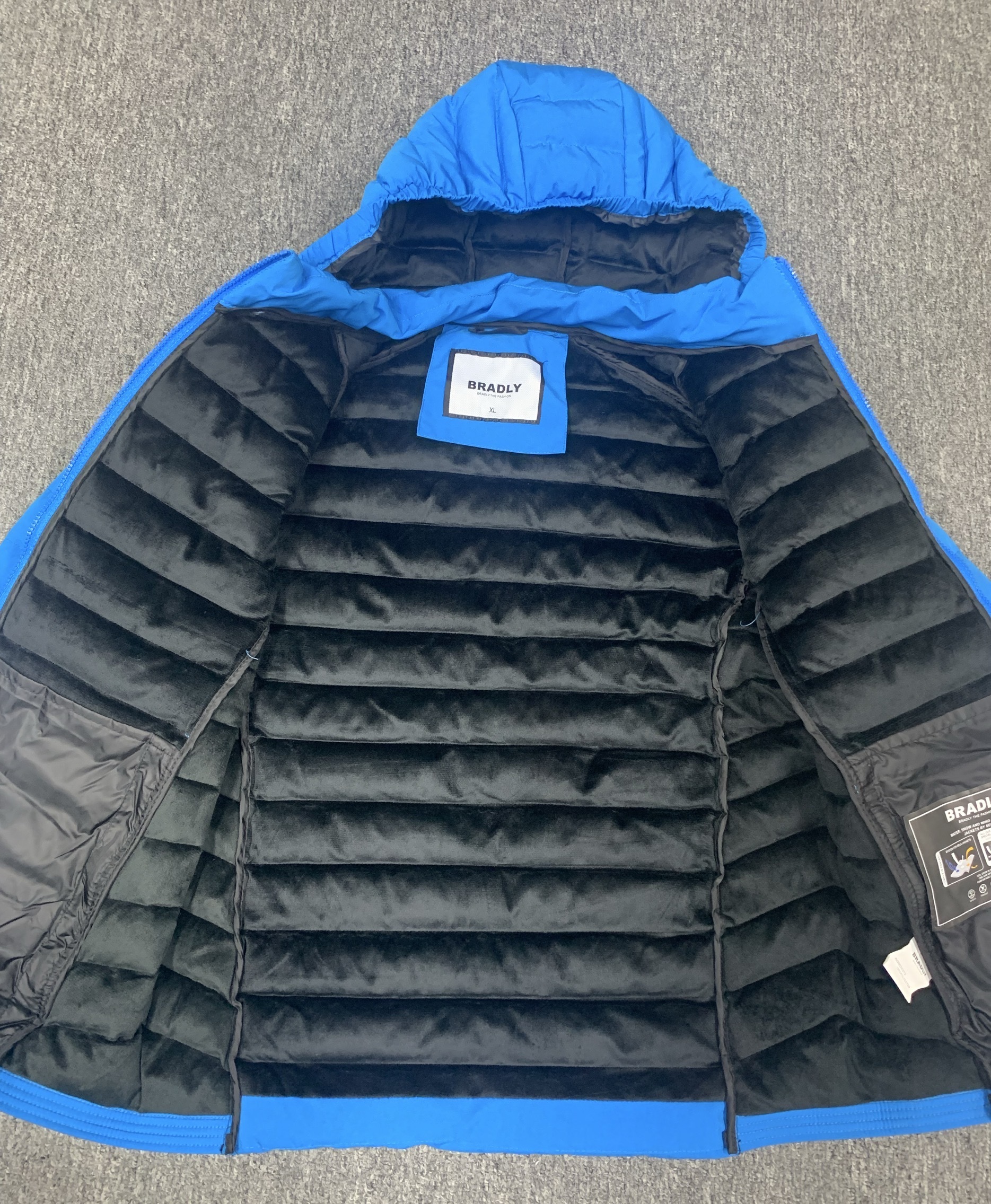 Read to ship- Men's  34/2000  Classic lightweight down jacket with hood for men; cotton coat.